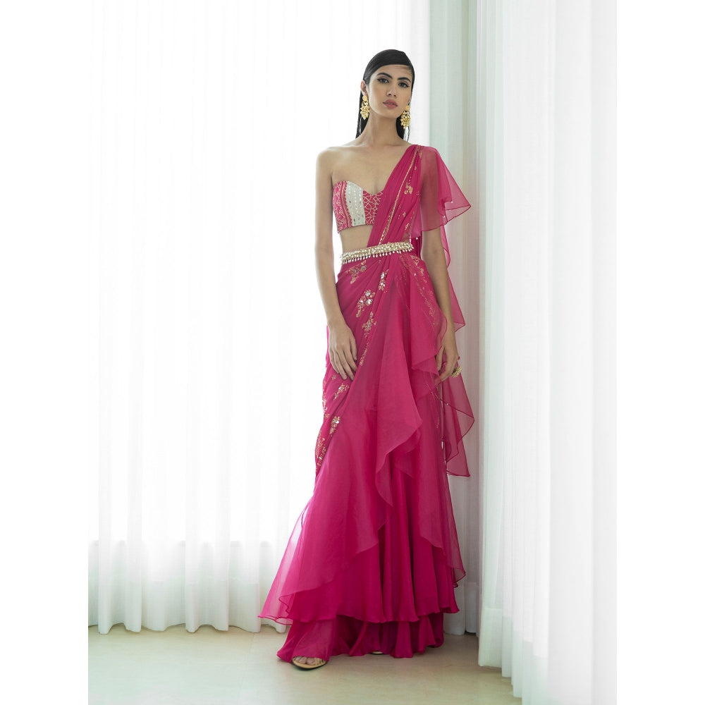 Mandira Wirk Pink Drape Saree with Blouse
