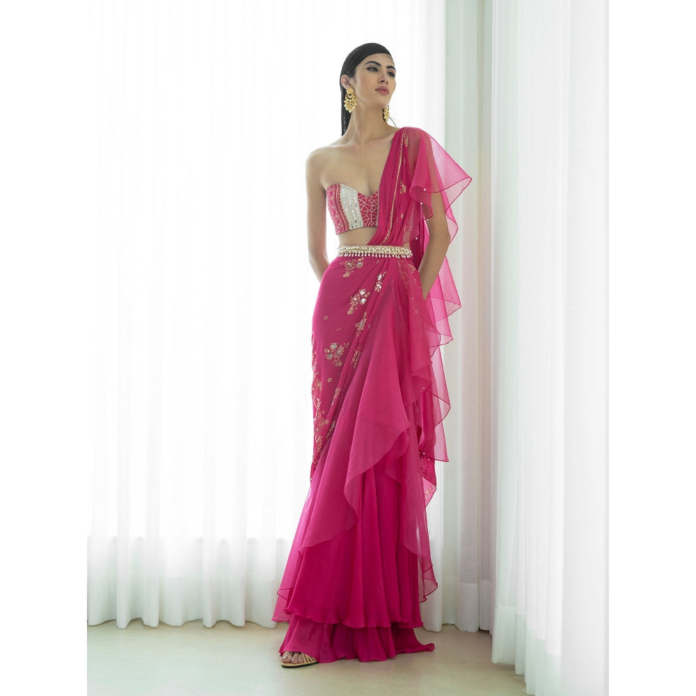 Mandira Wirk Pink Drape Saree with Blouse