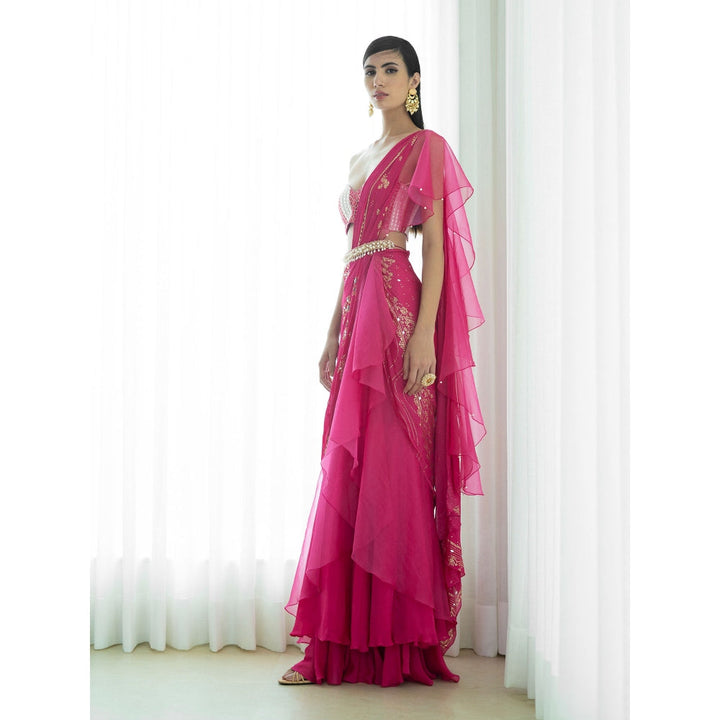 Mandira Wirk Pink Drape Saree with Blouse