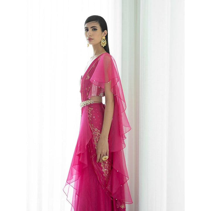 Mandira Wirk Pink Drape Saree with Blouse