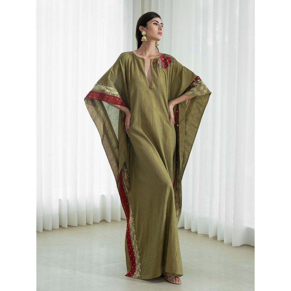 Mandira Wirk Olive Kaftan