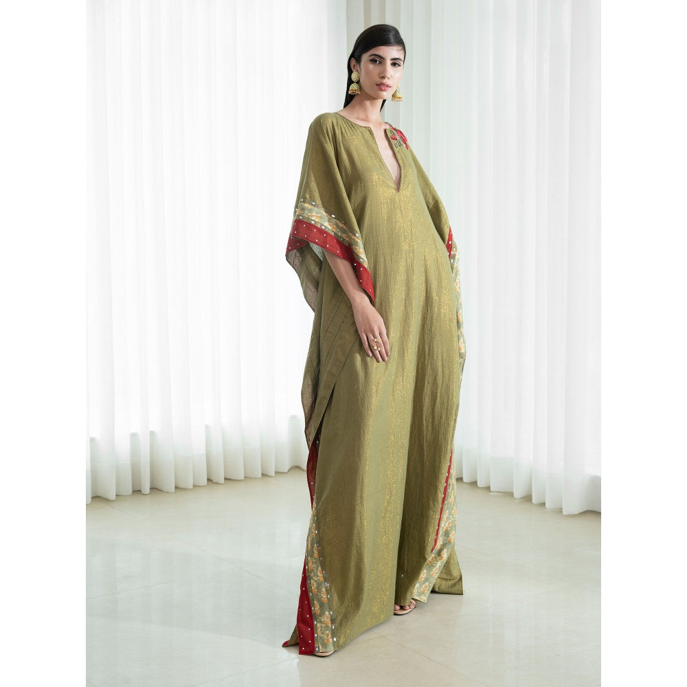 Mandira Wirk Olive Kaftan