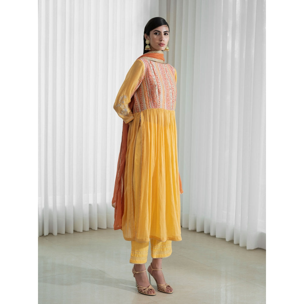 Mandira Wirk Yellow Kurta (Set of 3)