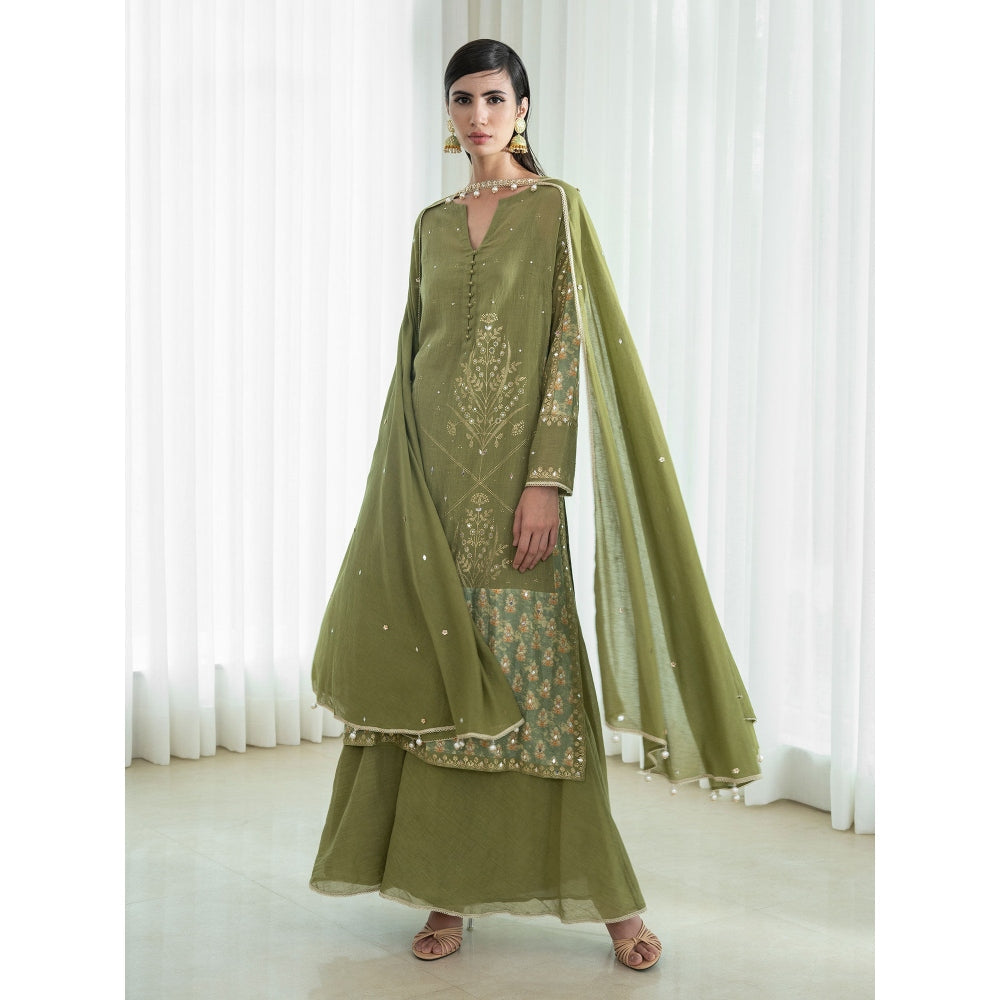 Mandira Wirk Olive Kurta (Set of 3)