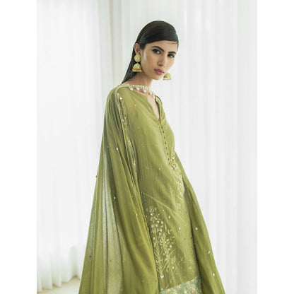 Mandira Wirk Olive Kurta (Set of 3)