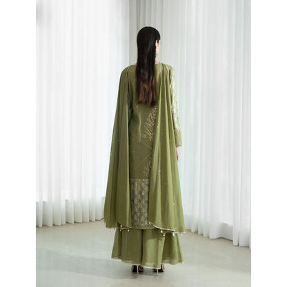 Mandira Wirk Olive Kurta (Set of 3)