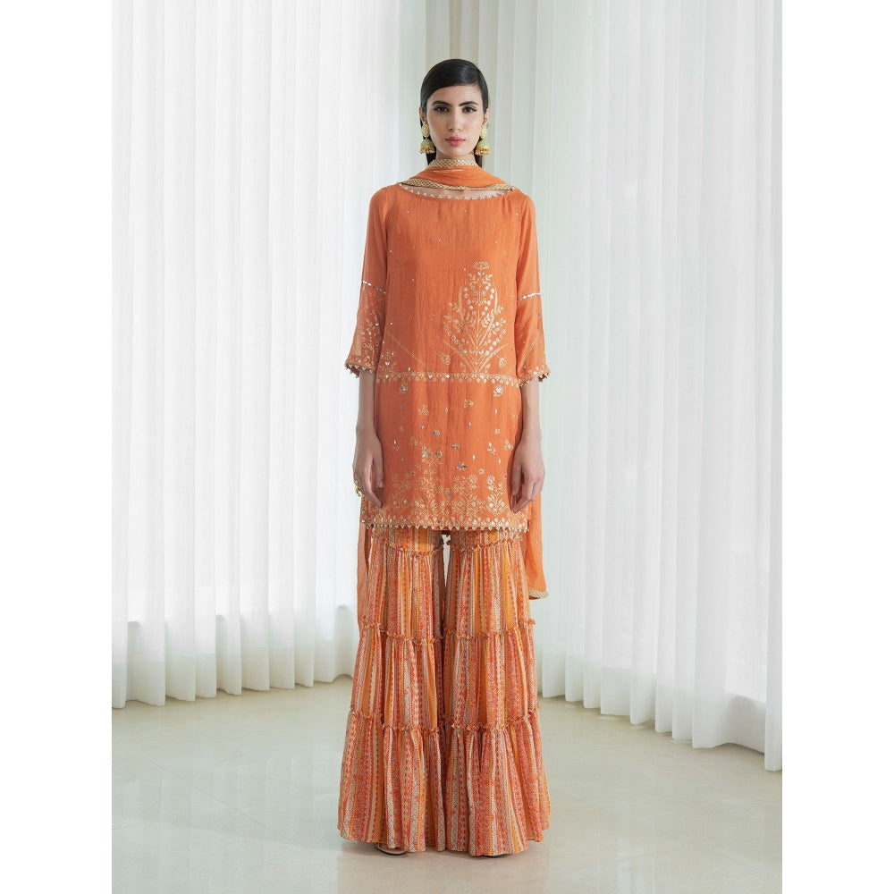 Mandira Wirk Orange Kurta (Set of 3)