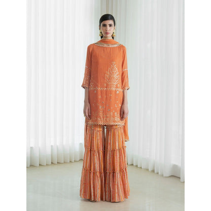 Mandira Wirk Orange Kurta (Set of 3)