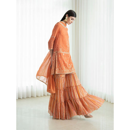 Mandira Wirk Orange Kurta (Set of 3)