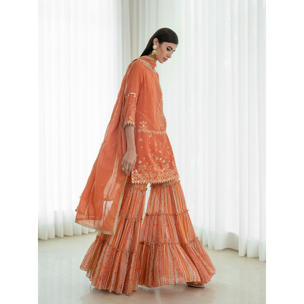 Mandira Wirk Orange Kurta (Set of 3)