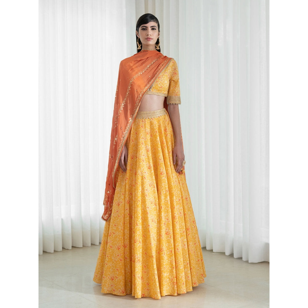 Mandira Wirk Yellow Lehnga (Set of 3)