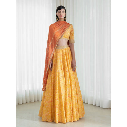 Mandira Wirk Yellow Lehnga (Set of 3)