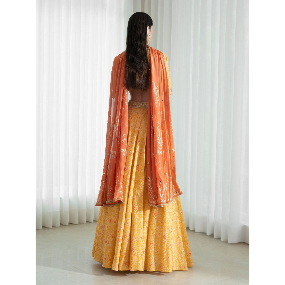 Mandira Wirk Yellow Lehnga (Set of 3)