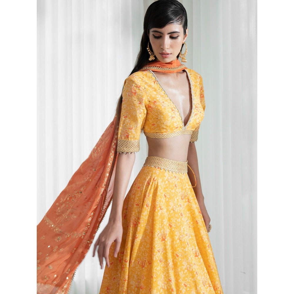 Mandira Wirk Yellow Lehnga (Set of 3)