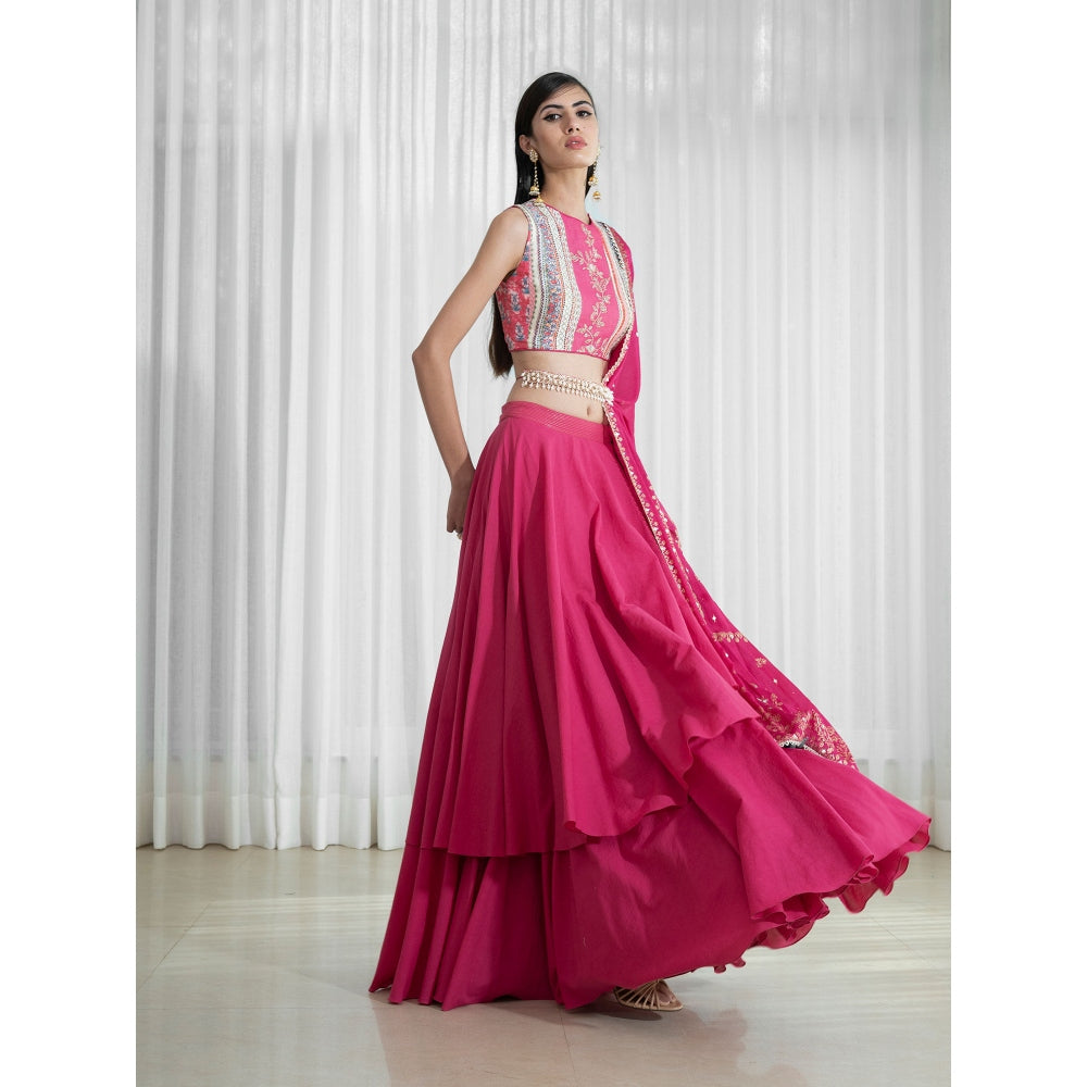 Mandira Wirk Pink Lehenga (Set of 3)