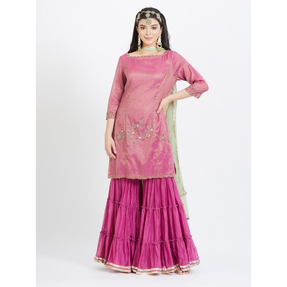MANDIRA WIRK Purple Kurta Sharara (Set Of 3)
