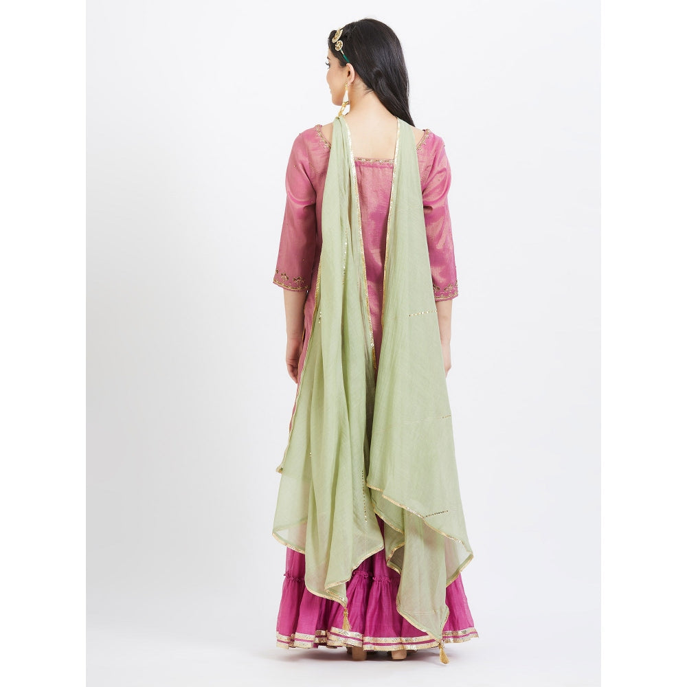 MANDIRA WIRK Purple Kurta Sharara (Set Of 3)