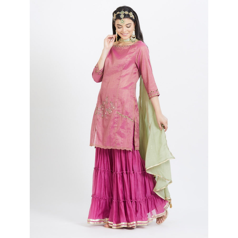 MANDIRA WIRK Purple Kurta Sharara (Set Of 3)