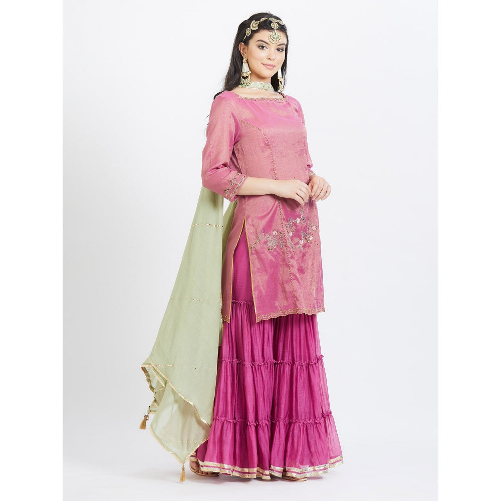 MANDIRA WIRK Purple Kurta Sharara (Set Of 3)