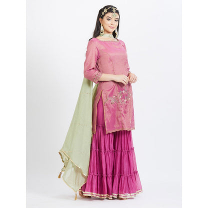 MANDIRA WIRK Purple Kurta Sharara (Set Of 3)