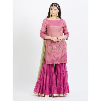 MANDIRA WIRK Purple Kurta Sharara (Set Of 3)