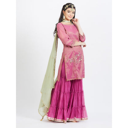 MANDIRA WIRK Purple Kurta Sharara (Set Of 3)