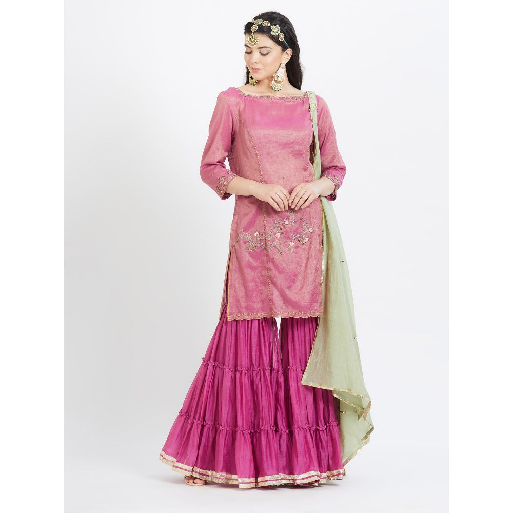 MANDIRA WIRK Purple Kurta Sharara (Set Of 3)