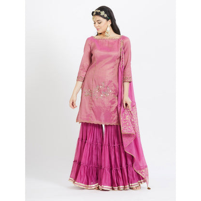 MANDIRA WIRK Purple Kurta Sharara (Set Of 3)