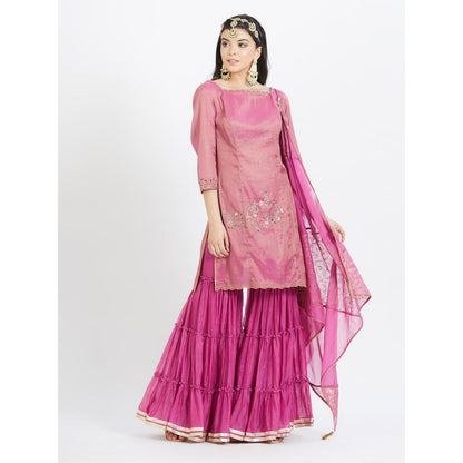 MANDIRA WIRK Purple Kurta Sharara (Set Of 3)