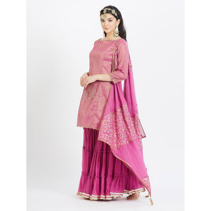 MANDIRA WIRK Purple Kurta Sharara (Set Of 3)