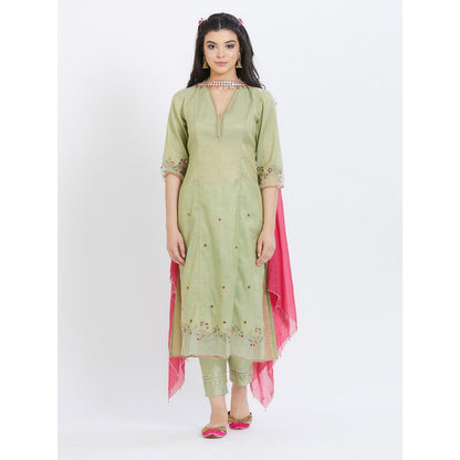MANDIRA WIRK Jade Kurta With Pant And Dupatta (Set Of 3)