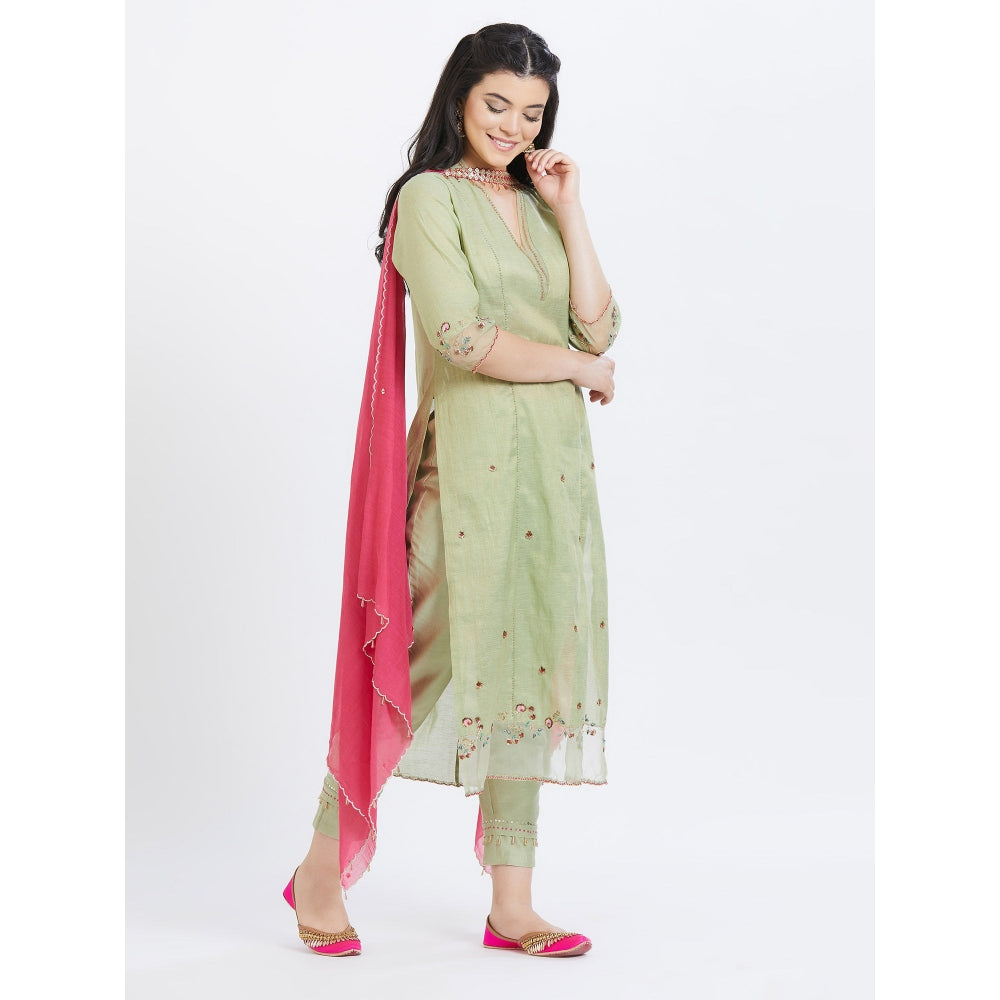 MANDIRA WIRK Jade Kurta With Pant And Dupatta (Set Of 3)