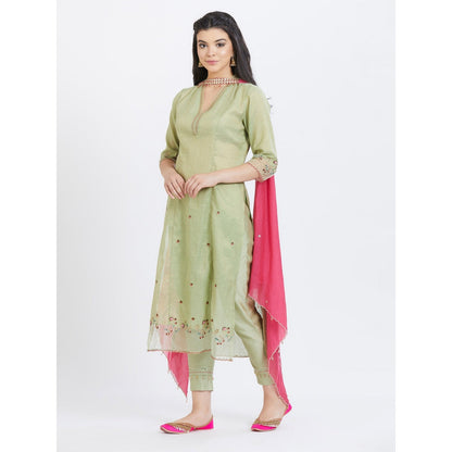 MANDIRA WIRK Jade Kurta With Pant And Dupatta (Set Of 3)