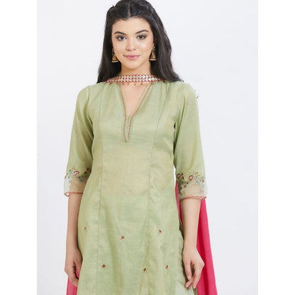 MANDIRA WIRK Jade Kurta With Pant And Dupatta (Set Of 3)