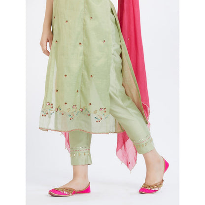 MANDIRA WIRK Jade Kurta With Pant And Dupatta (Set Of 3)