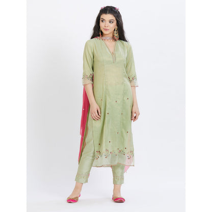 MANDIRA WIRK Jade Kurta With Pant And Dupatta (Set Of 3)