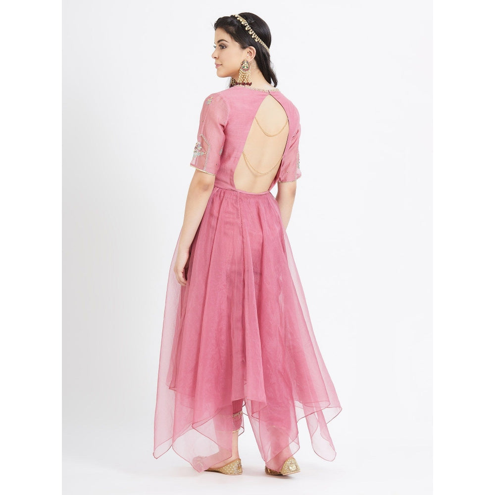 MANDIRA WIRK Old Rose Tunic With Pant And Dupatta (Set Of 3)