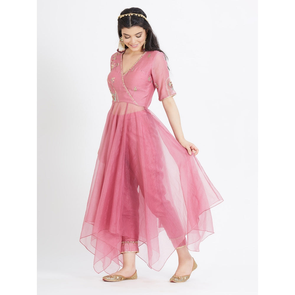 MANDIRA WIRK Old Rose Tunic With Pant And Dupatta (Set Of 3)