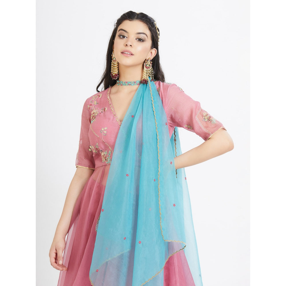 MANDIRA WIRK Old Rose Tunic With Pant And Dupatta (Set Of 3)