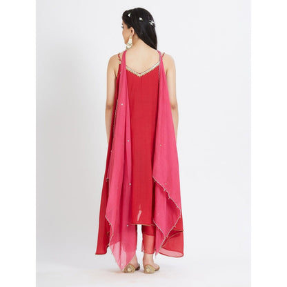 MANDIRA WIRK Red Tunic With Pant And Dupatta (Set Of 3)