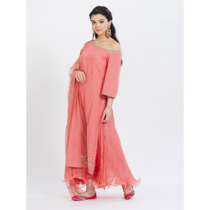 MANDIRA WIRK Coral Embroidered Kurta Set Of 2