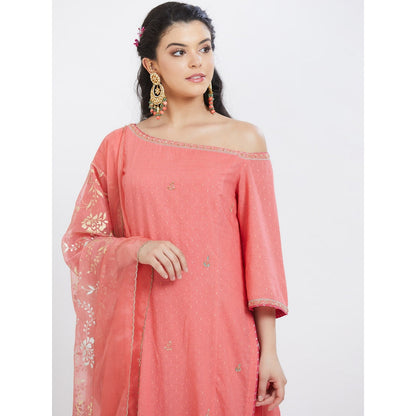 MANDIRA WIRK Coral Embroidered Kurta Set Of 2