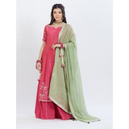 MANDIRA WIRK Fuchsia Kurta Sharara (Set Of 3)