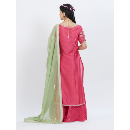 MANDIRA WIRK Fuchsia Kurta Sharara (Set Of 3)