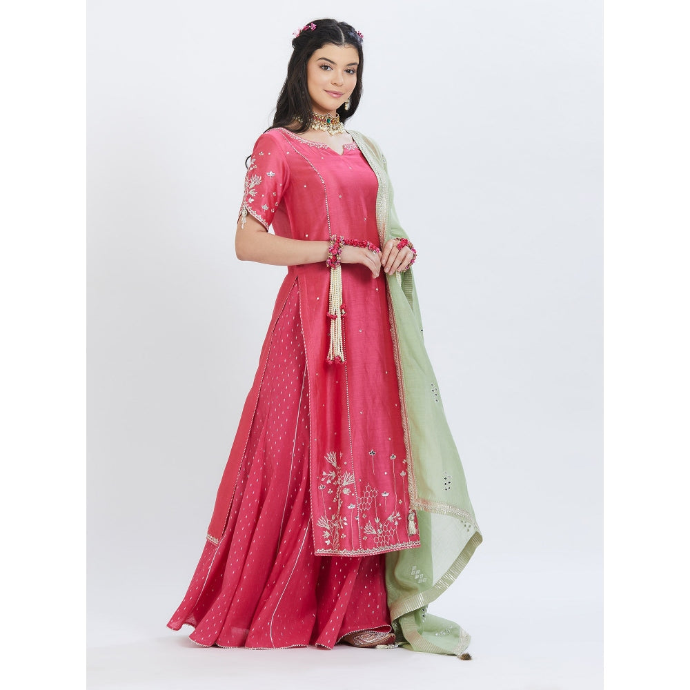 MANDIRA WIRK Fuchsia Kurta Sharara (Set Of 3)