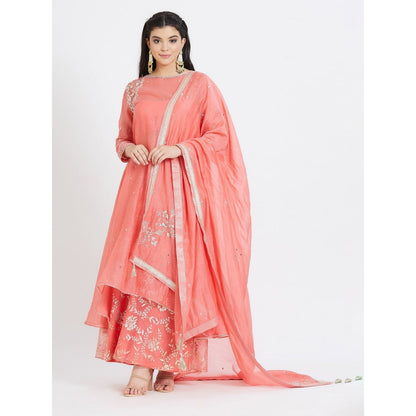 MANDIRA WIRK Coral Embroidered Kurta (Set Of 3)