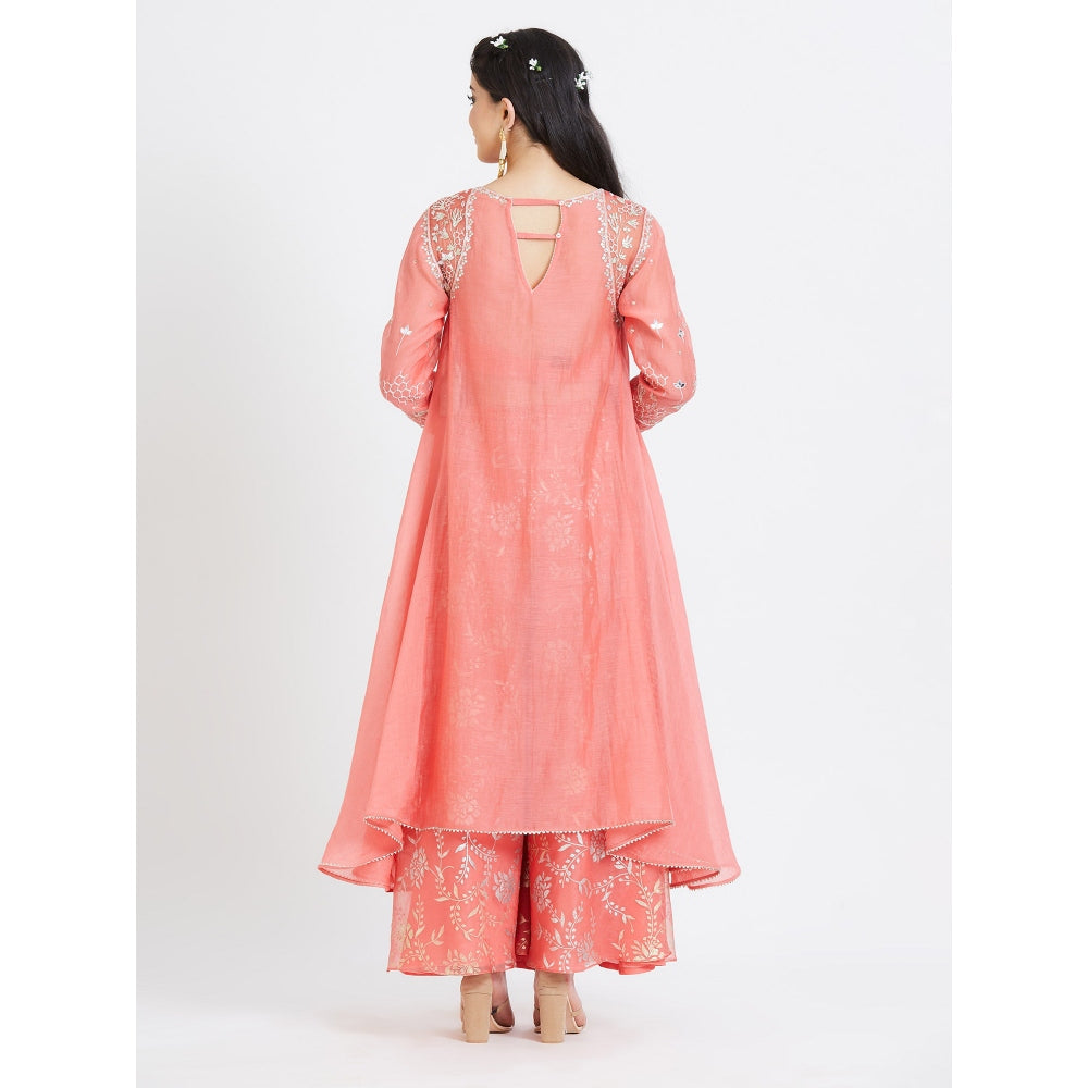 MANDIRA WIRK Coral Embroidered Kurta (Set Of 3)