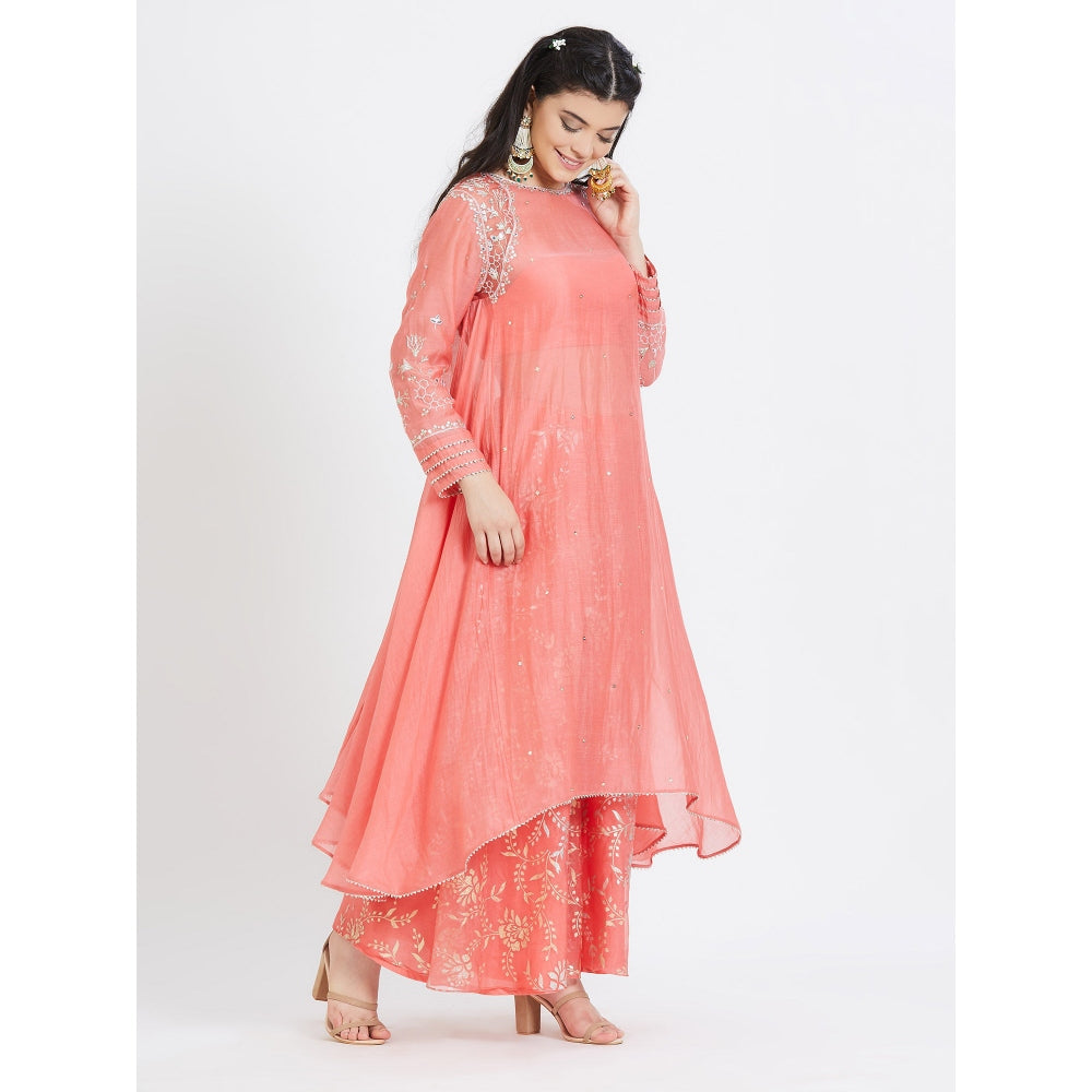 MANDIRA WIRK Coral Embroidered Kurta (Set Of 3)