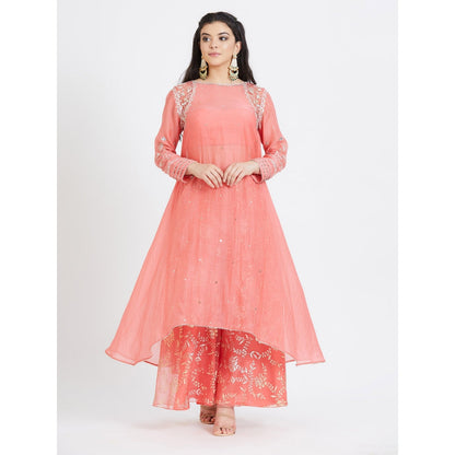 MANDIRA WIRK Coral Embroidered Kurta (Set Of 3)