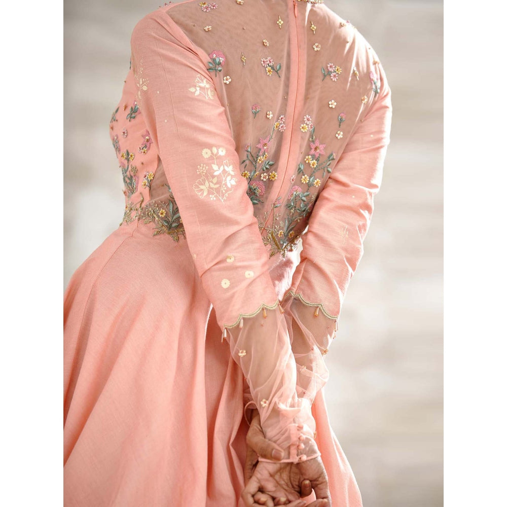MANDIRA WIRK Peach Embellished Dress